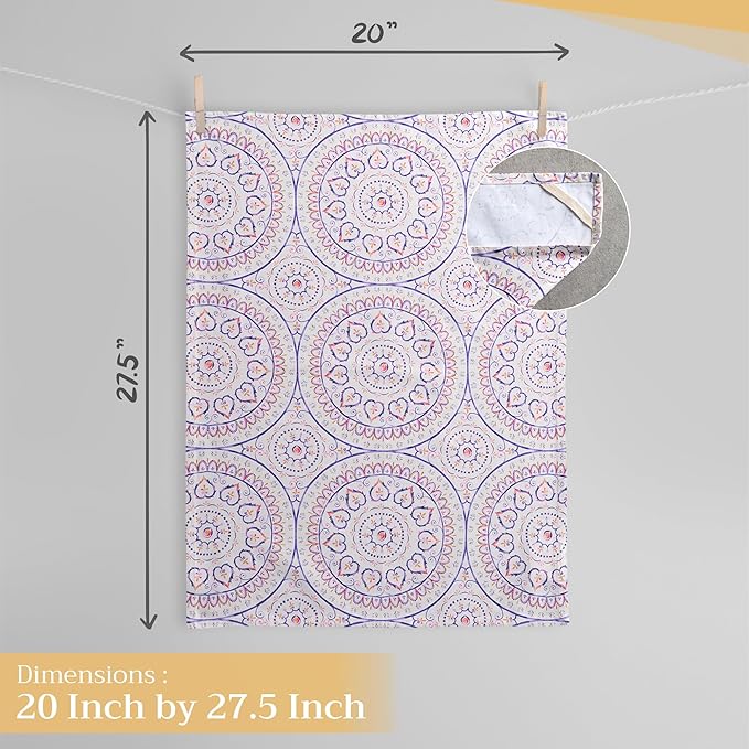 Maison d' Hermine Kitchen Towels Set of 3 100% Cotton 27.50" x 20" Reusable Cloth Tea Dish Towels Absorbent with Hanging Loop for Kitchen, Home, Dining, Cocktail Parties Spring/Summer (Mandala)