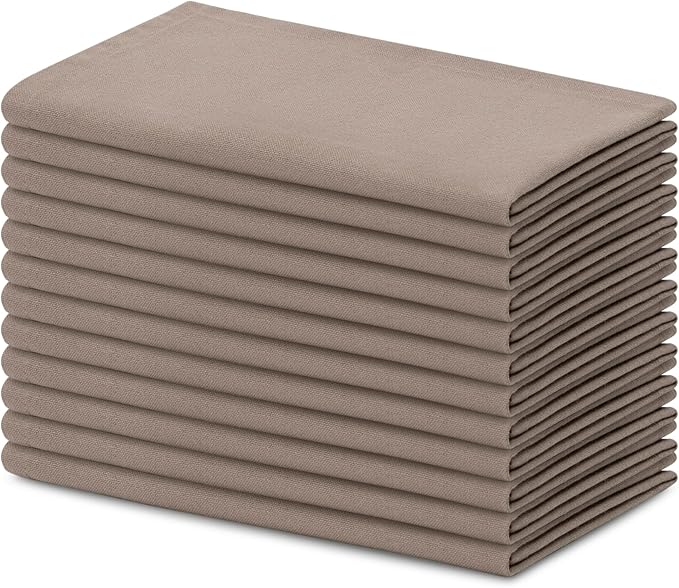 Blue Needles Solid Cloth Napkins Set of 12 Chocolate Brown 100% Cotton Dinner Napkins 18x18 inches - Soft, Reusable, Absorbent, Washable Fall Thanksgiving Linen Ideal for Event, Parties & Everyday Use