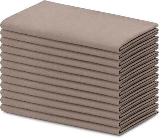 Blue Needles Solid Cloth Napkins Set of 12 Chocolate Brown 100% Cotton Dinner Napkins 18x18 inches - Soft, Reusable, Absorbent, Washable Fall Thanksgiving Linen Ideal for Event, Parties & Everyday Use