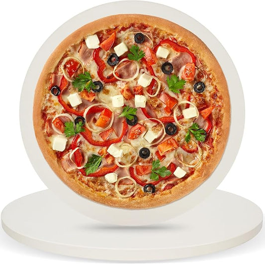 GOOD GAIN Pizza Stone for Oven Grill - Cordierite Baking Stone for Bread, Pies | 15'' Round Oven Stones for Cooking | Indoor,Outdoor | Durable, Heat Shock Resistant (White)