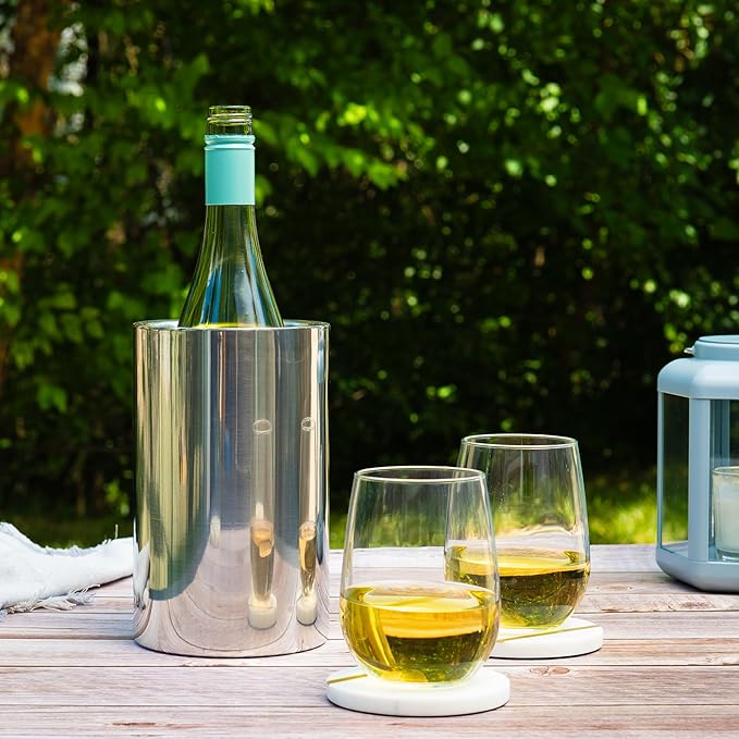 Wine Chiller - Elegant Champagne Bucket, Insulated Bottle Cooler Bucket to Keep Wine and Champagne Chilled without Ice, Fits Any Single Bottle 750 ml