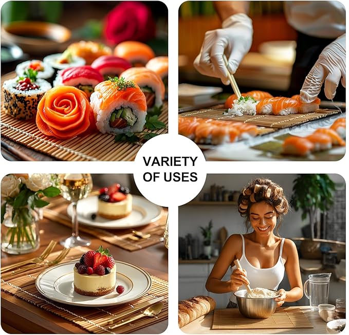 2PCS Bamboo Sushi Rolling Mat, Carbonized Sushi roll maker, Sushi making kit, Bamboo Sushi Rolling Mat