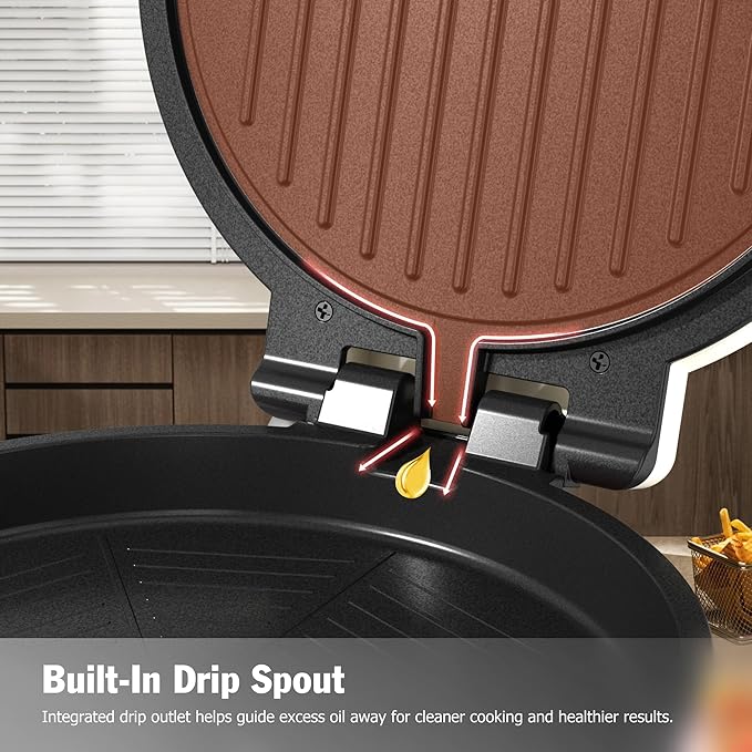 1000W Pizza Maker, 2-in-1 Indoor Griddle and Pizza Cooker, 8.5" 180° Open Nonstick Plate for Quesadilla, Panini, Crepe and More