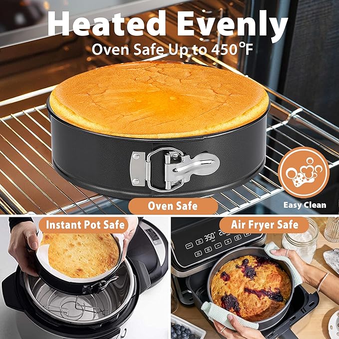 Springform Pan Set of 3 Leakproof Spring Form Pans for Cheesecake, Nonstick 4 7 9 Inch Cheesecake Pan with Silicone Protector, Springform Cheese Cake Pans Sets for Baking with 50Pcs Parchment Paper