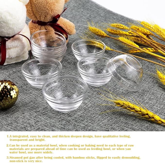 Set of 8 Clear Glass Mixing Bowls - 3.5 Inch Nesting Prep Bowls for Salad, Cereal, Ice Cream, Pasta, and Fruits - Perfect for Kitchen Use