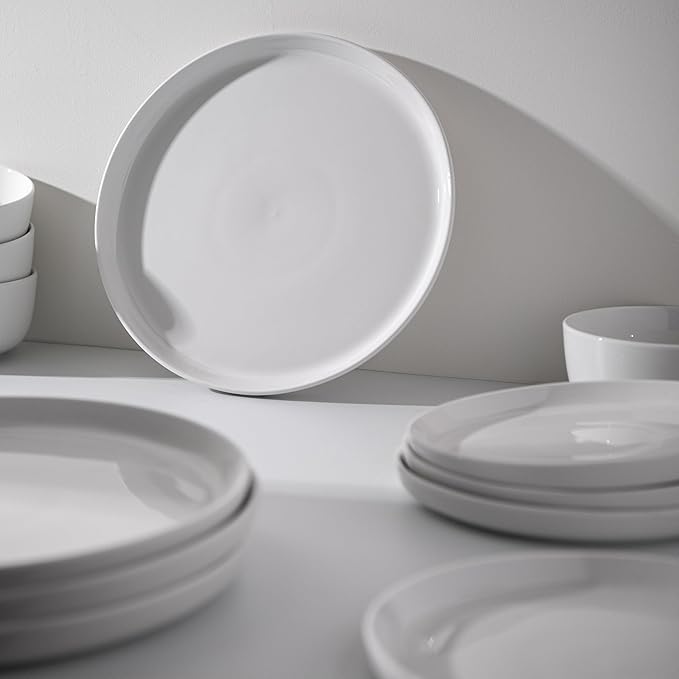 Dinnerware Sets, Fine Porcelain Dinnerware Sets, Plates and Bowls Sets, Dishes, 12-Piece Service for 4, Soft White