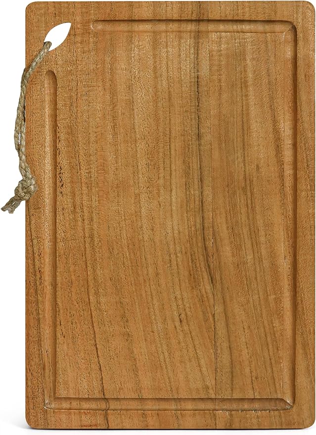 Extra Thick Wooden Cutting Boards for kitchen (Set of 3), Large Acacia Wood Cutting Board, Butcher Blocks, Charcuterie Boards with Side Handles and Juice Groove - Natural