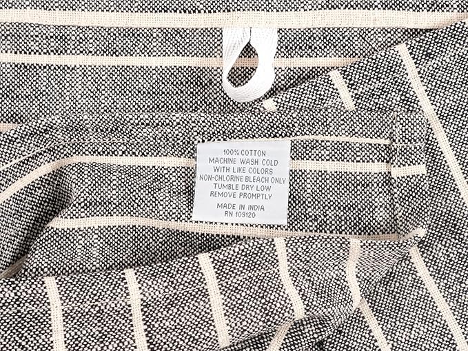 KAF Home Natural Rustic Farmhouse Slubbed Kitchen Towel | 100% Cotton Dish Towel, 18 x 28 Inches | Soft and Absorbent (Black, Set of 4)