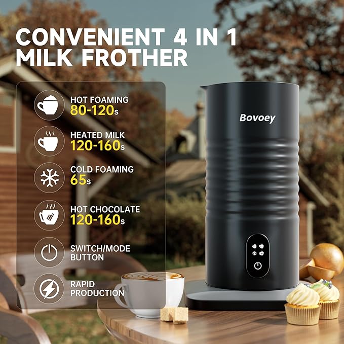 Electric Milk Frother Handheld Bundle,4 in 1 Automatic Milk Frother and Steamer Set,Cold Foam Maker Set for Hot Chocolate,Latte,Cappuccino and Macchiato (Black01)