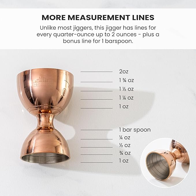 A Bar Above Premium Bell Jigger, 304 Stainless Steel Double Cocktail Jigger with 10 Internal Measurements, Heavy Duty Professional Tool for Bartending, Antique Copper Finish, Ergonomic Design, 1 Pack