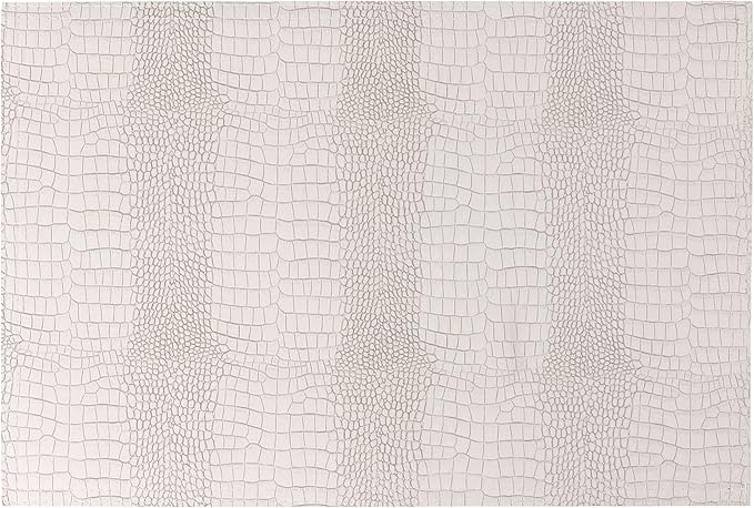 Waterproof PU Placemats, Faux Leather Hardboard Place Mats, Set of 8 Table Mats, Easy to Clean, Heat & Stain Resistant for Office Conference Table, Dining Home Decor, White