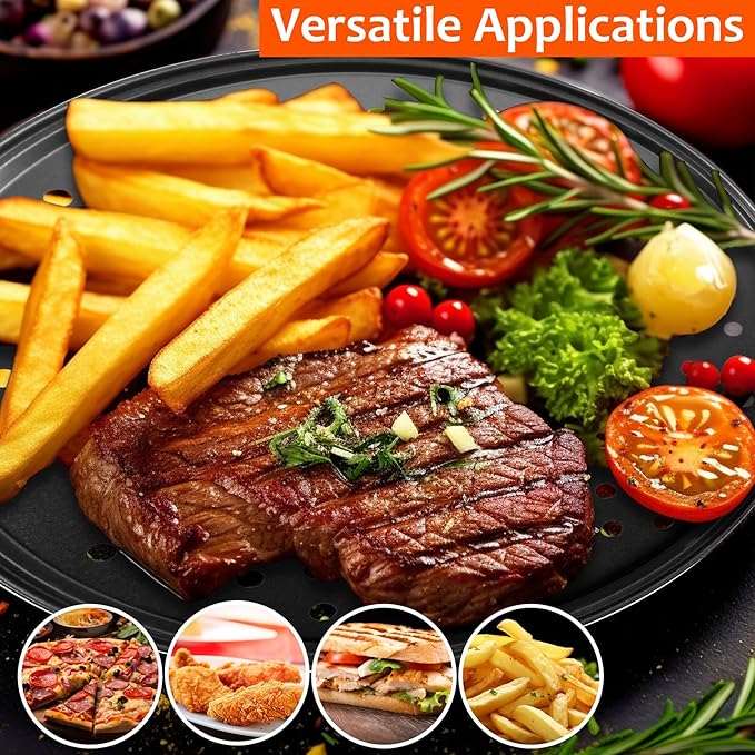 Round Pizza Pans with Holes, 4pc Set - Perforated Non-Stick Pizza Baking Pans for Oven, 9/10/11/12 Inch