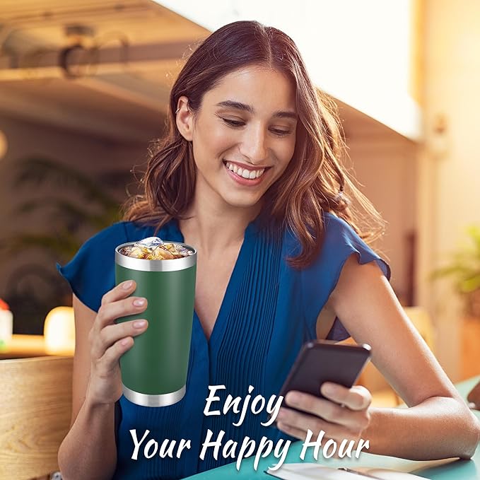 20 oz Tumblers Bulk Stainless Steel Tumbler with Lid Double Wall Vacuum Insulated Coffee Mug 20oz Powder Coated Cup for Hot and Cold Drinks, Dark Green, 6 pack