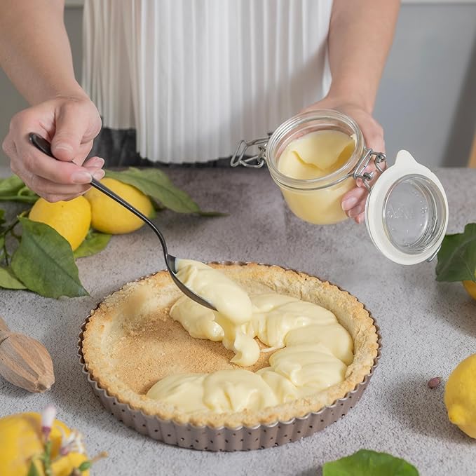 HAPPIELS Non-Toxic Nonstick 9-inch Tart Pan with Removable Bottom Perforated | Round Gold Quiche Pan