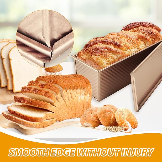 Pullman Loaf Pan with Lid 13x4 Bread Pans for Homemade Bread Sandwich Bread Loaf Pan Banana Bread Pan Nonstick Sourdough Bread Baking Pan Metal Bread Pan Extra Large Loaf Pans Tin for Meatloaf