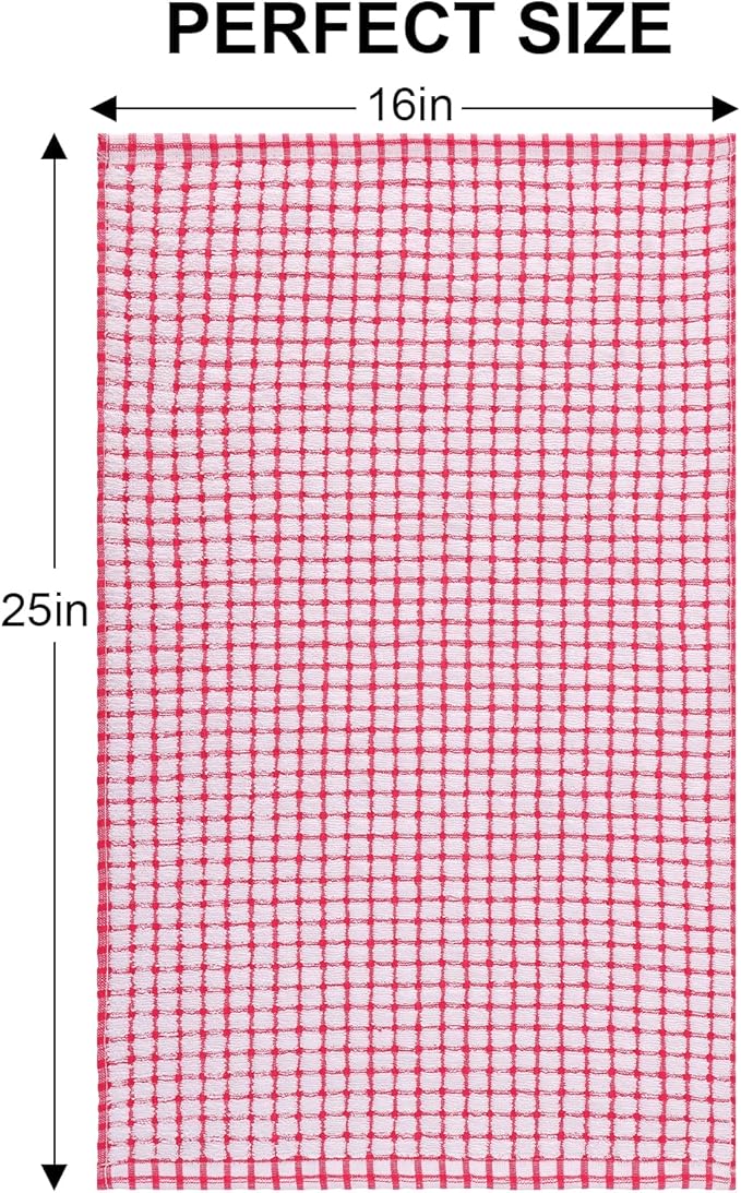 Kitinjoy Cotton 6 Pack Terry Kitchen Towels, 16 x 25 Inches Super Soft and Absorbent Dish Towels, Quick Drying Hand Towels for Kitchen Drying, Red