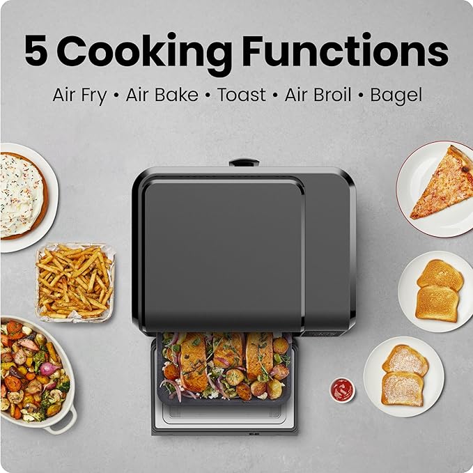 Chefman Air Fryer Toaster Oven Combo, Countertop Oven for Quick & Healthy Meals, Bake, Broil, Air Fry, Toast, and Bagel Functions, 450°F Max Temp, 4 Slice Toaster Oven Air Fryer Combo