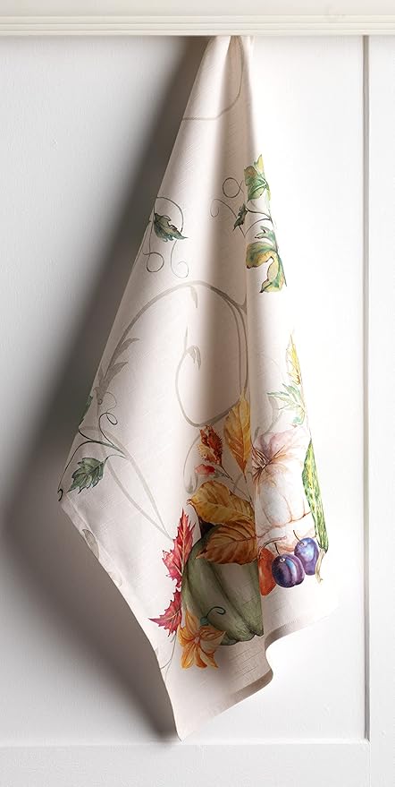 Maison d' Hermine Kitchen Towels Set of 3 100% Cotton 20" x 27.5" Reusable Cloth Tea Dish Towels Absorbent with Hanging Loop for Kitchen Dining Thanksgiving Christmas Decorations (Lumina)