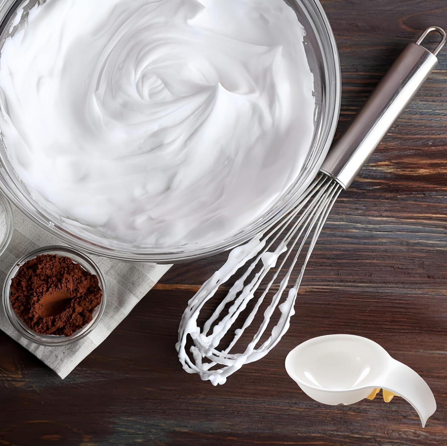 Stainless Steel Whisk Aad Cute Egg Separator, Ceramics Vomiting Chicken Egg Yolk White Separator, Practical Household Small Egg Filter Splitter, Kitchen Gadget Baking Assistant Tool, Dishwasher Safe