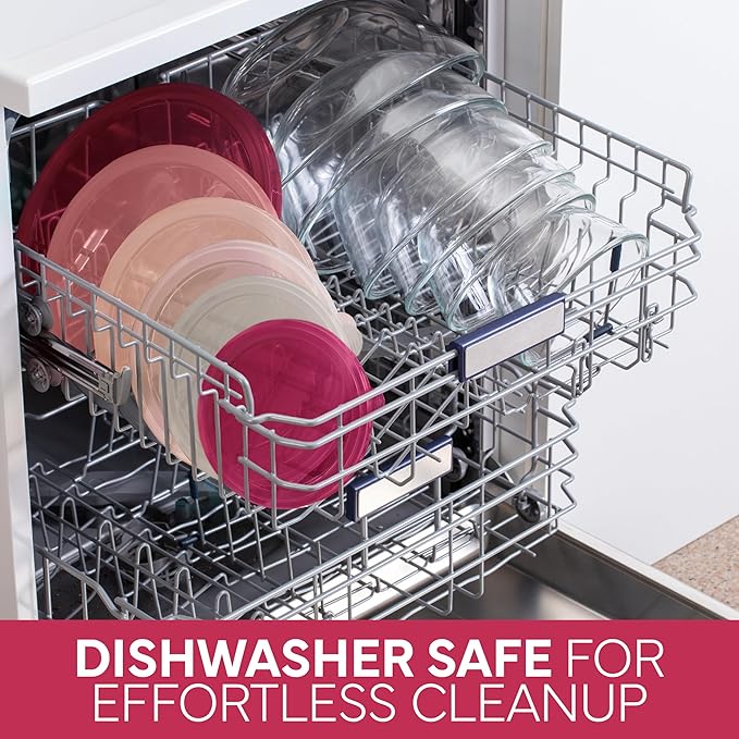 COOK WITH COLOR 12 Pc Glass Mixing Bowl Set with Lids – Borosilicate Glass Nesting Bowls for Cooking, Baking and Meal Prep, Rose