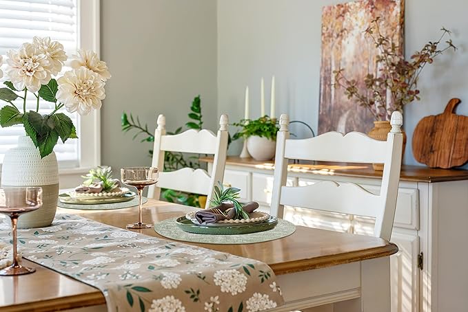 homing Round Faux Leather Placemat and Coaster 6 Packs, Washable Heat Resistant Dining Place Mats, Wipeable Double-Sided Table Mats for Indoor and Outdoor, Diameter 13 and 3.93 inch, Light Green