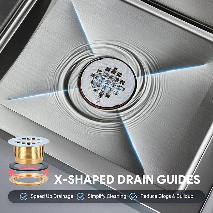 WILPREP Commercial Mop Sink, 19x16x8 Inch 304 Stainless Steel Utility Sink with Strainer & X-Shaped Floor Guides for Kitchen Laundry Garage Pet Salon