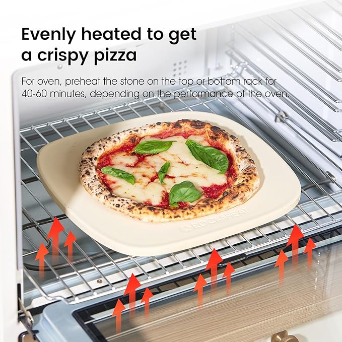 Pizza Stone, 12"x11" Pizza Stones for Oven Grill BBQ, Cordierite Baking Stone for Pizza & Bread & Cookies with Unique Irregular Shape Design