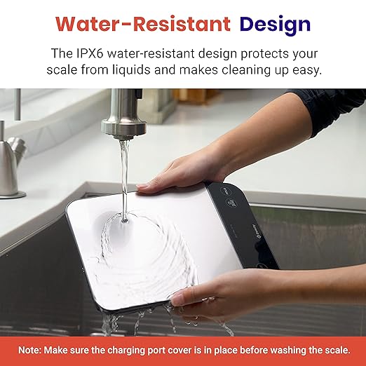 Etekcity Digital Food Kitchen Scale, Grams and Oz for Weight Loss, Baking and Cooking, 0.05oz/1g Precise Graduation,5 Weight Units, IPX6 Waterproof, USB Rechargeable,304 Stainless Steel-Silver, 22lb