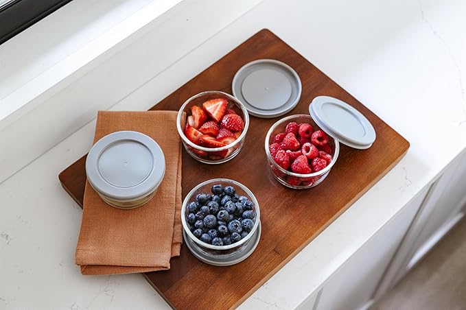 8-Piece Glass Food Storage Containers Set (4 Containers + 4 BPA-Free Lids) | 7-Ounce, Leakproof | Microwave, Freezer, Oven & Dishwasher Safe | Ideal for Meal Prep & Pantry Organization