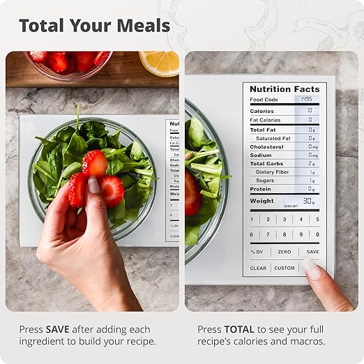 Greater Goods Nutrition Scale (Standalone, No Bluetooth) – Food Grade Glass Digital Food Scale with 2,000 Preloaded Foods, Compact 9.3"x6", for Portion Control, Calorie Counting, and Meal Prep