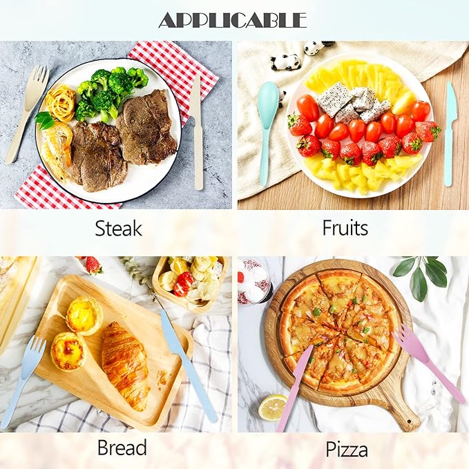 Reusable Travel Utensils Set with Case, Beige Wheat Straw Portable Knife Fork Spoons Tableware, Eco-Friendly BPA Free Cutlery for Kids and Adults as Travel Picnic Camping Utensils