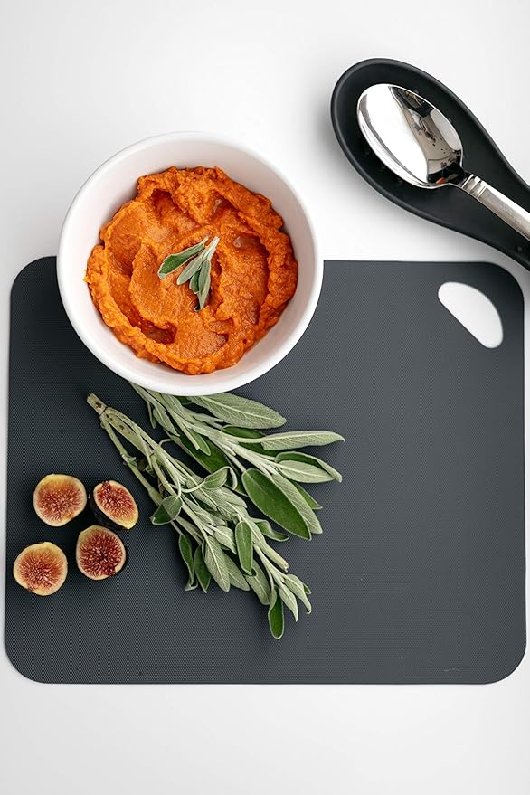 Dexas Heavy Duty Cutting Board Grippmat, Flexible Cutting Boards for Kitchen, Set of 4, Non Slip Plastic Board Cutting Mat 11.5 by 14 Inches Gray, Red, White and Green Set, Kitchen Gadgets