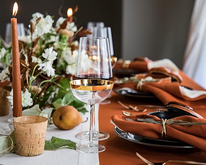 Solino Home Linen Placemats Set of 4 - Classic Hemstitch Cinnamon Placemats 14 x 19 Inch - 100% Pure Linen Table Mats for Fall, Autumn, Winter, Thanksgiving