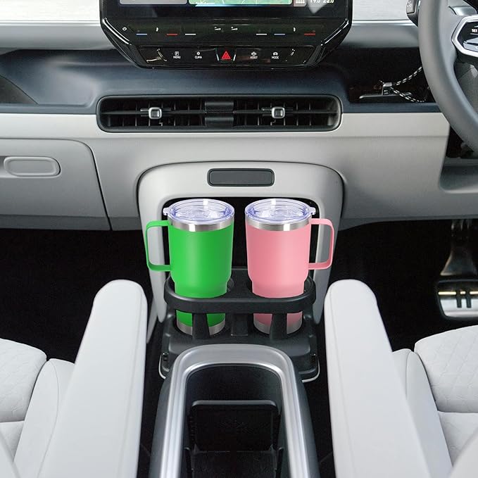 20 oz Tumbler with Handle and Lid, Stainless Steel Tumbler Insulated Travel Coffee Mug, Spill Proof Double Wall Vacuum Tumbler Cup Keep Drink Hot & Cold, Green, 12 Pack