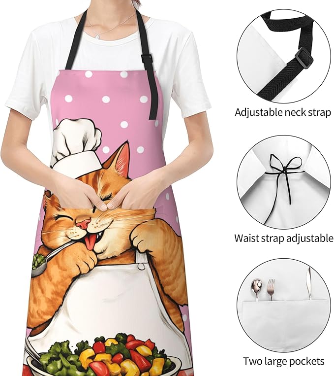 Funny Animal Apron with 2 Pockets Waterproof for Men Women Kitchen Garden Decor