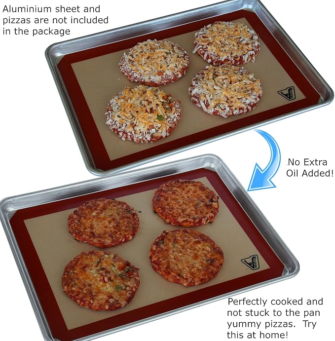 Silicone Baking Mat - Set of 3 Half Sheet (Thick & Large 11 5/8" x 16 1/2") - Non Stick Silicon Liner for Bake Pans & Rolling - Macaron/Pastry/Cookie/Bun/Bread Making - Professional Grade Nonstick