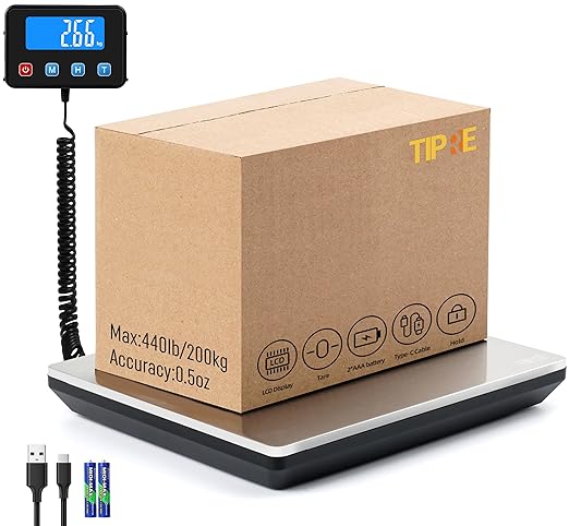 Digital Shipping Postal Scale 0.5 oz High Accuracy! 440lb Commercial Weight Scale for Package, Small Business, Mail, Warehouse, Home, Battery & Charging Cable Included