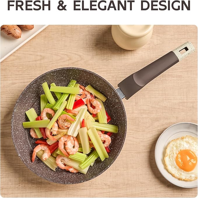 Non Stick Frying Pan - 9.4" Healthy Ceramic Skillet with Stay-Cool Handle, Non Toxic Egg Pan, PFOA-Free