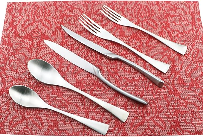 6-Piece Flatware Set,Extra Thick Heavy Duty - 18/10 Stainless Steel Cutlery Sets,High Matte Finish Silverware Flatware Sets Service for 1,Use for Home,Kitchen, Utensil Sets