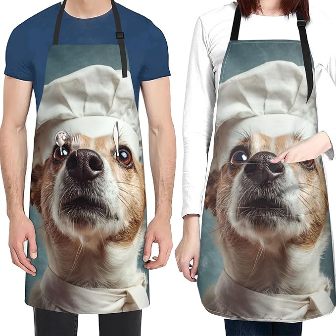 Funny Animal Apron with 2 Pockets Waterproof for Men Women Kitchen Garden Decor