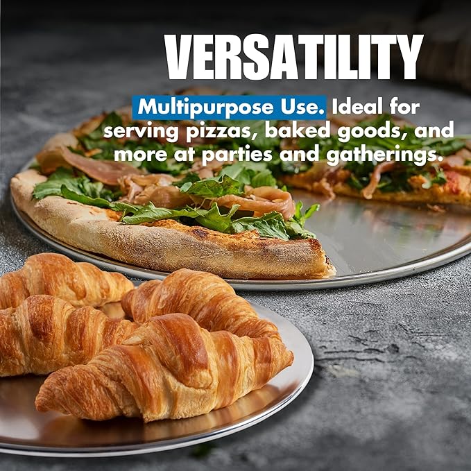 Norjac 14 Inch Pizza Pan, 2 Pack, Round Aluminum Pans, Baking Tray for Oven, Rust-Free, Durable & Long Lasting