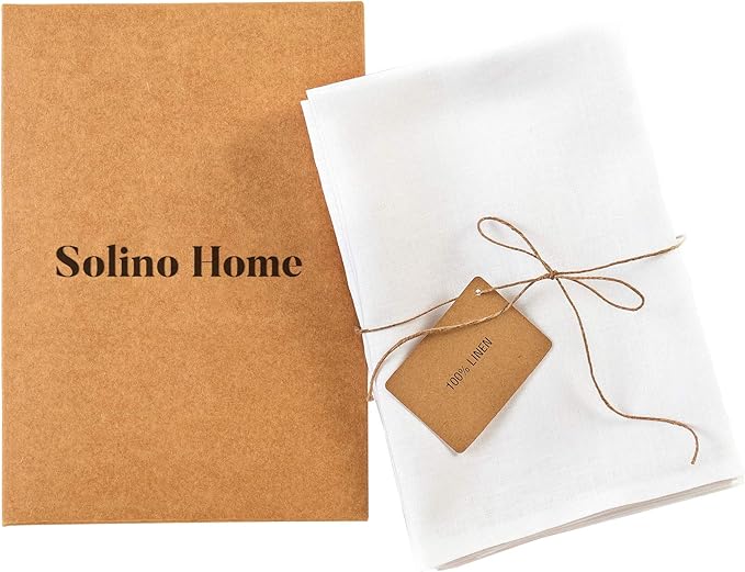 Solino Home White Linen Napkins Set of 4-100% Pure Linen Cloth Washable Dinner Napkins 20 x 20 Inch for Fall, Autumn, Winter, Thanksgiving, Christmas, Holiday - Fete