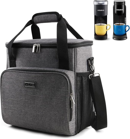 BAGLHER Coffee Maker Travel Bag Compatible with Keurig K-Mini, K-Mini Plus, Keurig K-Express, Keurig K-Iced or Other Accessories, Portable Coffee Maker Case with Shoulder Strap for Travel, Grey