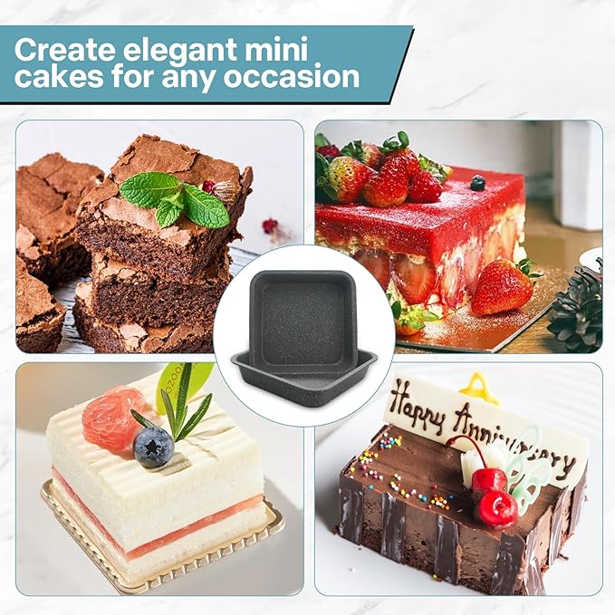 2-Pack 8x8 Baking Pan, Non-Stick 8 inch Square Paking Pan, Cornbread Square Cake Pan, Suitable for Home Kitchen Daily Baking, Wedding, Birthday Party Brownie Making, Easy Release