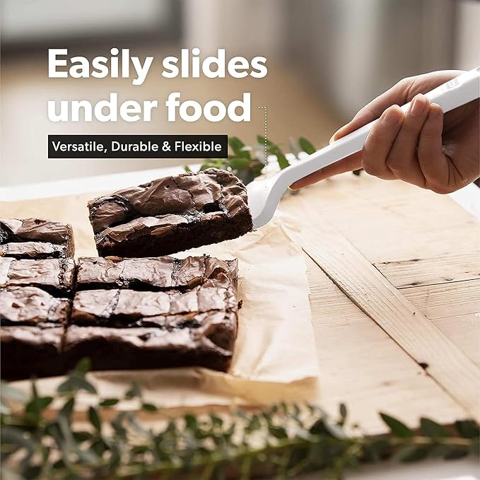 New DI ORO Seamless Series Moda 4-Piece Silicone Turner Spatula Set - 600°F Heat-Resistant Flexible Kitchen Spatulas for Nonstick Cookware - Flippers for Eggs & Pancakes - Utensils for Cooking (Stone)