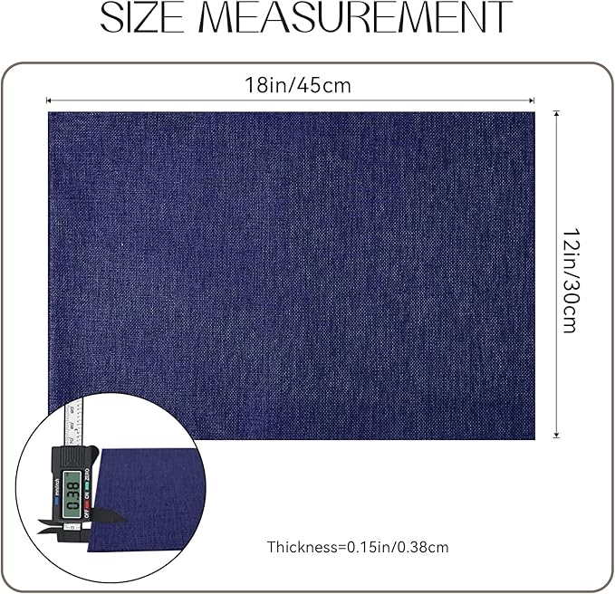 Romanstile Cloth Placemats Set of 6-12 x 18 Inch, Heat Resistant Double Layered Thickened Burlap Place Mats, Washable Faux Linen Farmhouse Table Mats for Kitchen/Dining/Party/Outdoor, Navy Blue