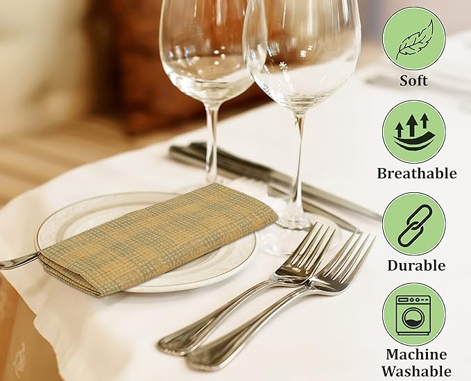 RUVANTI Cloth Napkins Set of 12 Cotton 100%, 18x18 Inches Napkins Cloth Washable, Soft, Absorbent. Cotton Napkins for Parties, Christmas, Thanksgiving, Weddings, Dinner Napkins Cloth - Wet Net