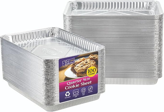 Nicole Home Collection Aluminum Pans Quarter Size Cookie Sheet 100 Count Durable Nonstick Baking Sheets 12.87" x 8.87"