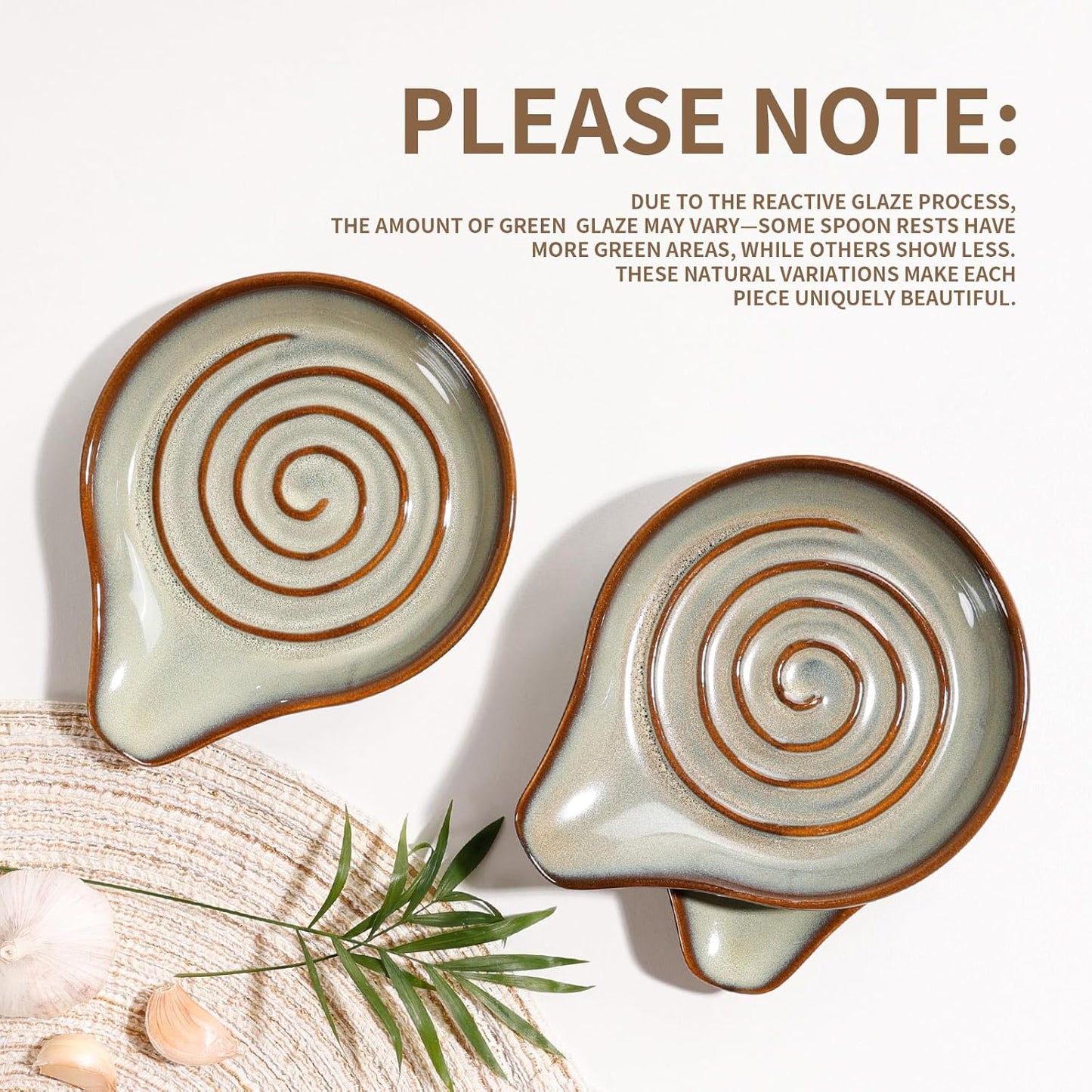 Spoon Rest for Stove Top, Large Ceramic Spoon Holder for Kitchen Counter, Heat Resistant Cooking Utensil Rest, Dishwasher Safe 5.1 Inch by ANTIS’S HOME (Green)