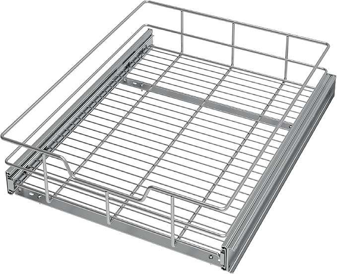 Pull Out Cabinet Organizer 17" W X 22" D, Slide Out Drawers For Kitchen Organizers and Storage, Pull Out Drawers For Cabinets Capacity Heavy Duty Caddy, Cabinet Shelves Chrome-Plated, Bathroom Pantry